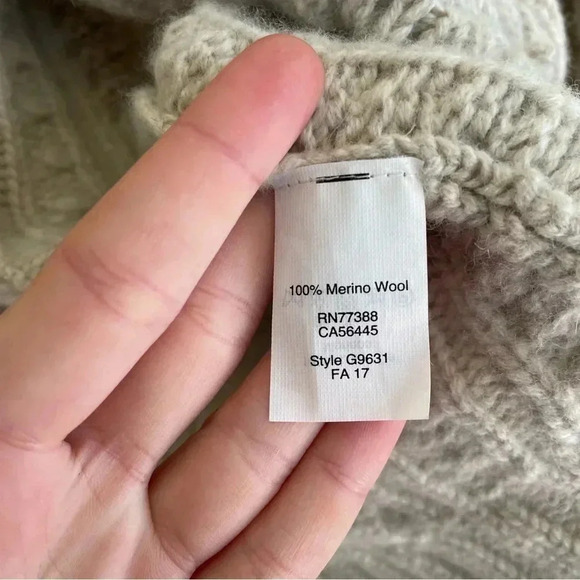 Madewell Cable Knit Fringe Cardigan Sweater 100% Merino Wool Tan Crop - Picture 10 of 13